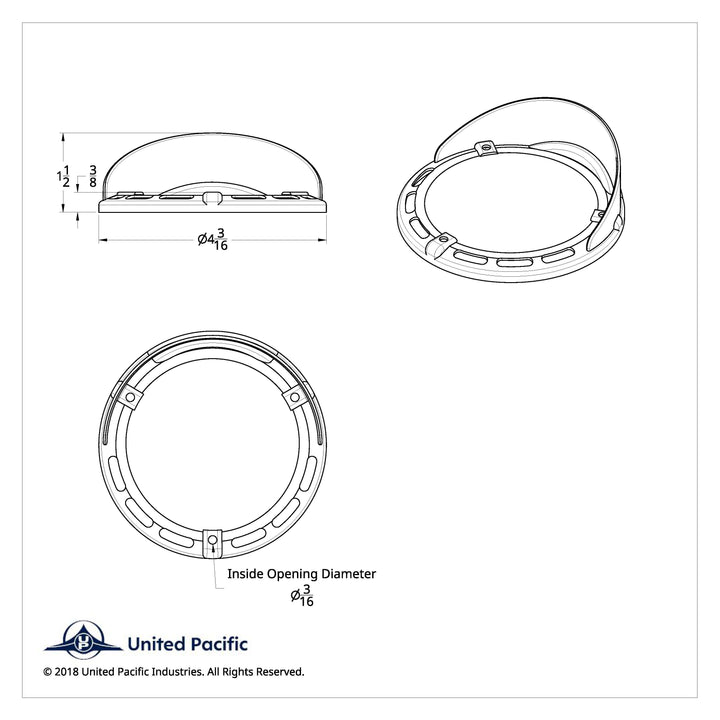 Round Turn Signal Light Bezel With Up Side Down Visor
