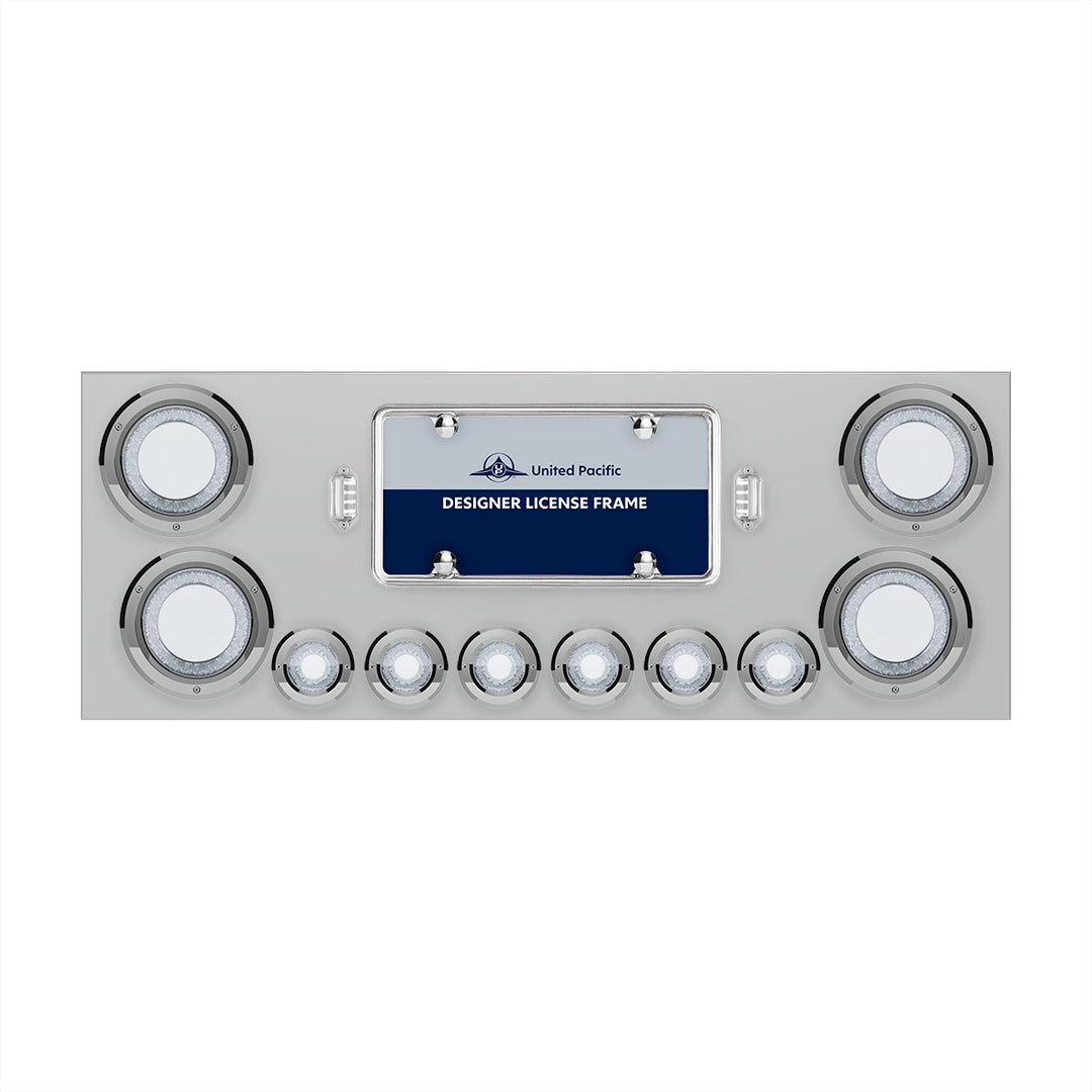 SS Rear Center Panel With Four 23 LED 4" Lights &amp; Six 9 LED 2" Mirage Lights &amp; Bezels - Red LED/Clear Lens