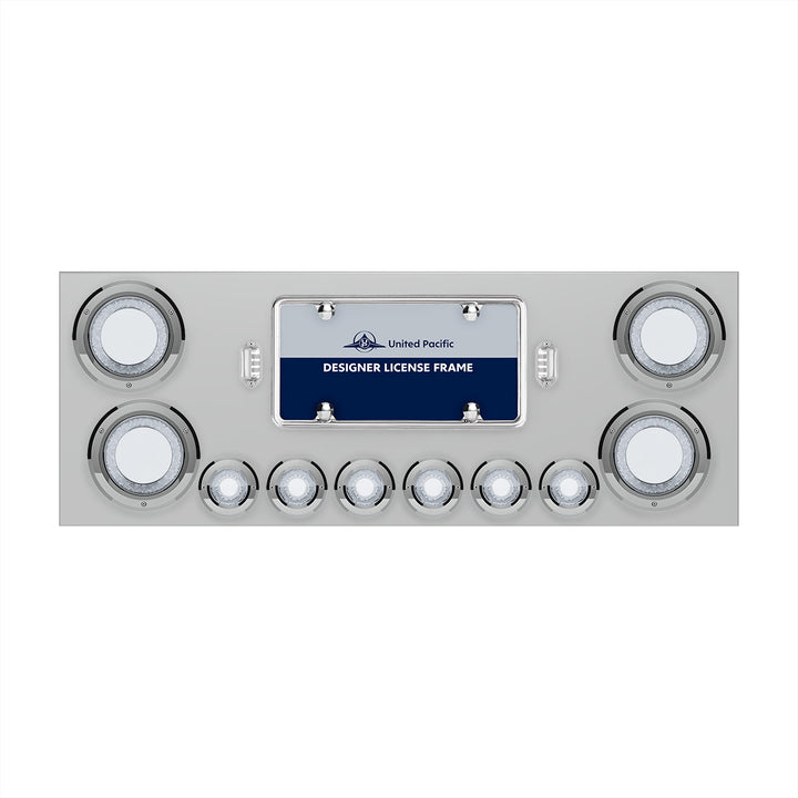 SS Rear Center Panel With Four 23 LED 4" Lights &amp; Six 9 LED 2" Mirage Lights &amp; Bezels - Red LED/Clear Lens