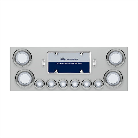 SS Rear Center Panel With Four 23 LED 4" Lights & Six 9 LED 2" Mirage Lights & Bezels - Red LED/Clear Lens