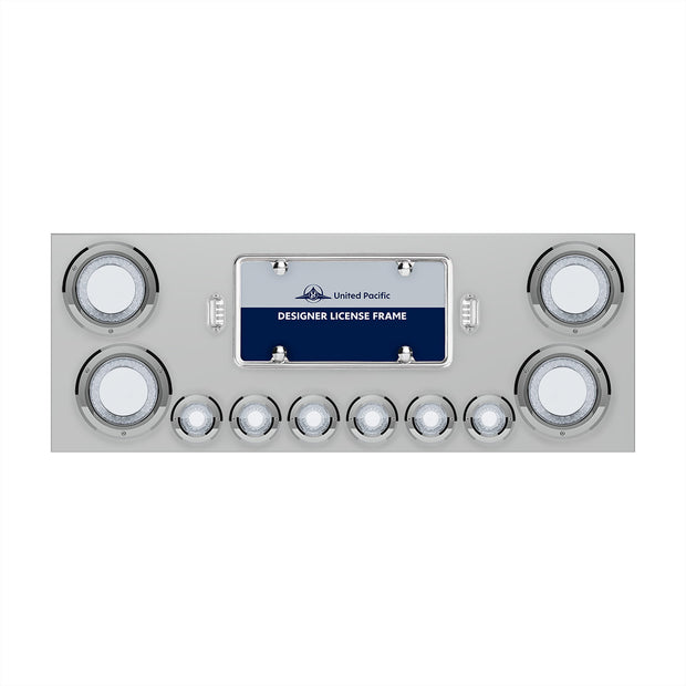 SS Rear Center Panel With Four 23 LED 4" Lights & Six 9 LED 2" Mirage Lights & Bezels - Red LED/Clear Lens