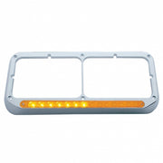 Rectangular Dual Headlight Bezel With LED Sequential Light Bar (Passenger) - Amber LED/Amber Lens