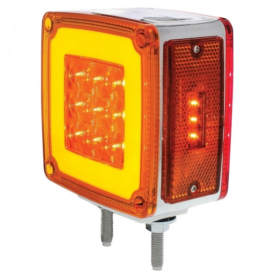 53 LED Double Stud Double Face GloLight With Side Marker (Turn Signal) Driver - Amber &amp; Red LED/Amber &amp; Red Lens