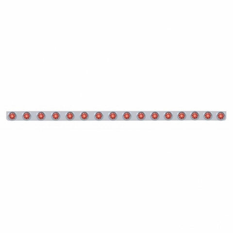 79-1/2" SS Bumper Light Bracket With 16X 9 LED 2" Beehive Lights & Visors -Red LED & Lens