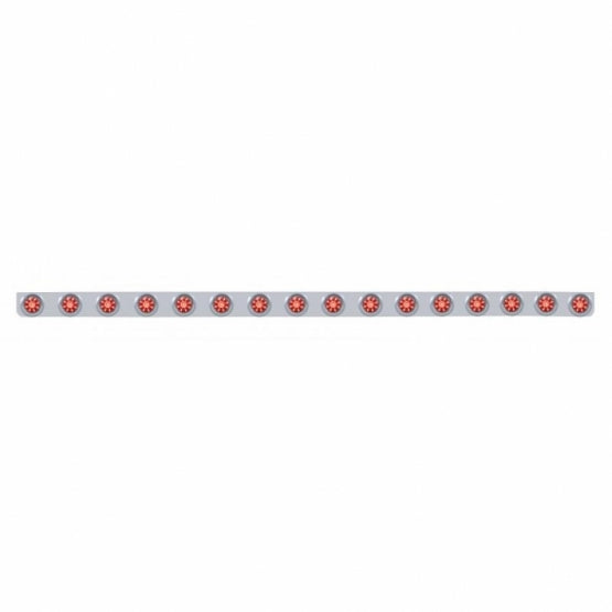 79-1/2" SS Bumper Light Bracket With 16X 9 LED 2" Beehive Lights & Visors -Red LED & Lens