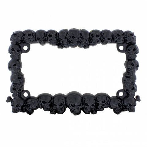 Skull Motorcycle License Plate Frame - Black