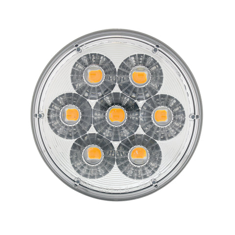 14 LED 4" Round Double Fury Light (Turn Signal) - Amber & Blue LED/Clear Lens