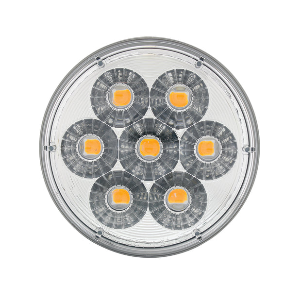 14 LED 4" Round Double Fury Light (Turn Signal) - Amber & Blue LED/Clear Lens