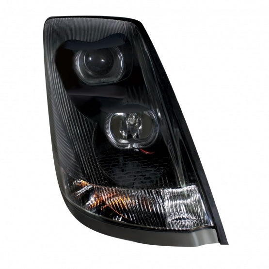 Blackout Projection Headlight With White LED Light Bar For 2003-2017 Volvo VN/VNL - Passenger