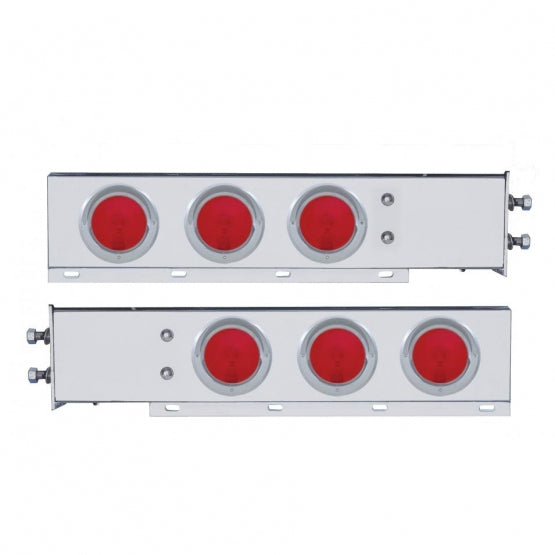 2" Bolt Pattern Stainless Spring Loaded Light Bar With 6X 4" Lights & Visors (Pair)