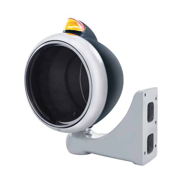Black Guide 682-C Headlight No Bulb With Original Style LED Signal - Amber Lens