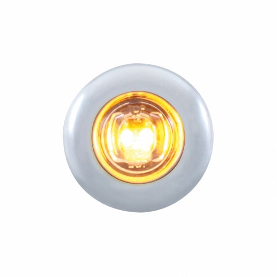 SS Front Air Cleaner Bracket With 22X 2 Amber LED 3/4" Mini Lights &amp; SS Bezels For Peterbilt-Clear Lens