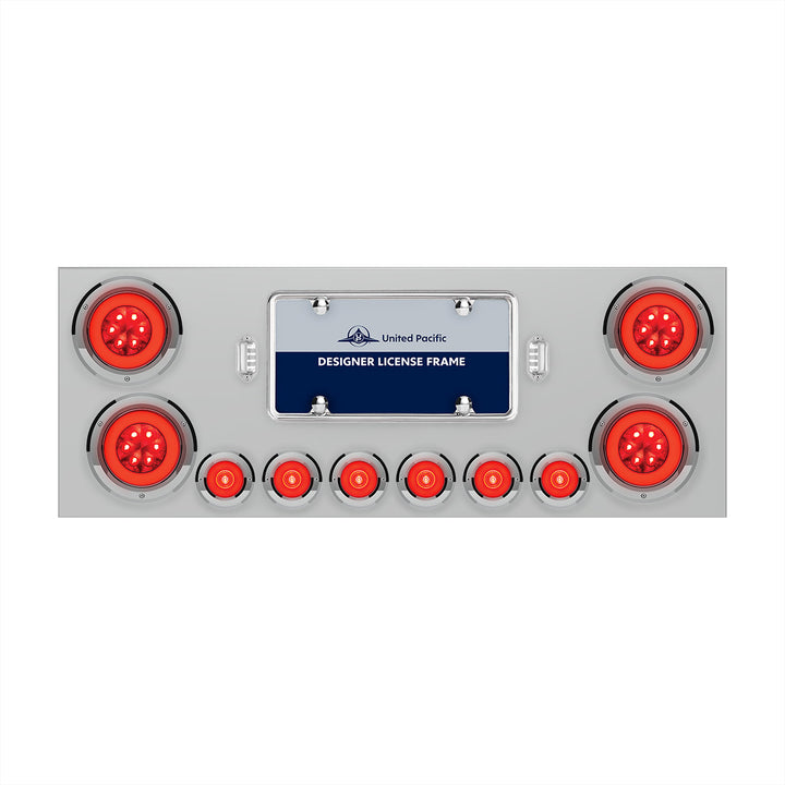 SS Rear Center Panel With 4X 21 LED 4" GloLight &amp; 6X 6 LED 2" GloLight &amp; Bezels -Red LED &amp; Lens