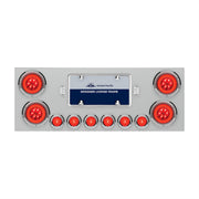 SS Rear Center Panel With 4X 21 LED 4" GloLight & 6X 6 LED 2" GloLight & Bezels -Red LED & Lens