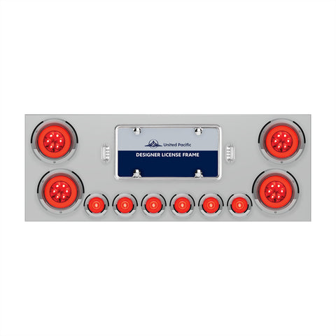 SS Rear Center Panel With 4X 21 LED 4" GloLight & 6X 6 LED 2" GloLight & Bezels -Red LED & Lens