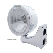 Stainless Steel Classic Half Moon Headlight H4 Bulb & LED Turn Signal - Clear Lens