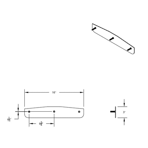 3" X 16" Chrome Standard Bottom Mud Flap Plate - Welded Stud