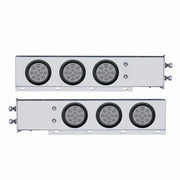 2-1/2" Bolt Pattern Chrome Spring Loaded Bar W/6X 12 LED 4" Reflector Lights -Red LED/Clear Lens (Pair)