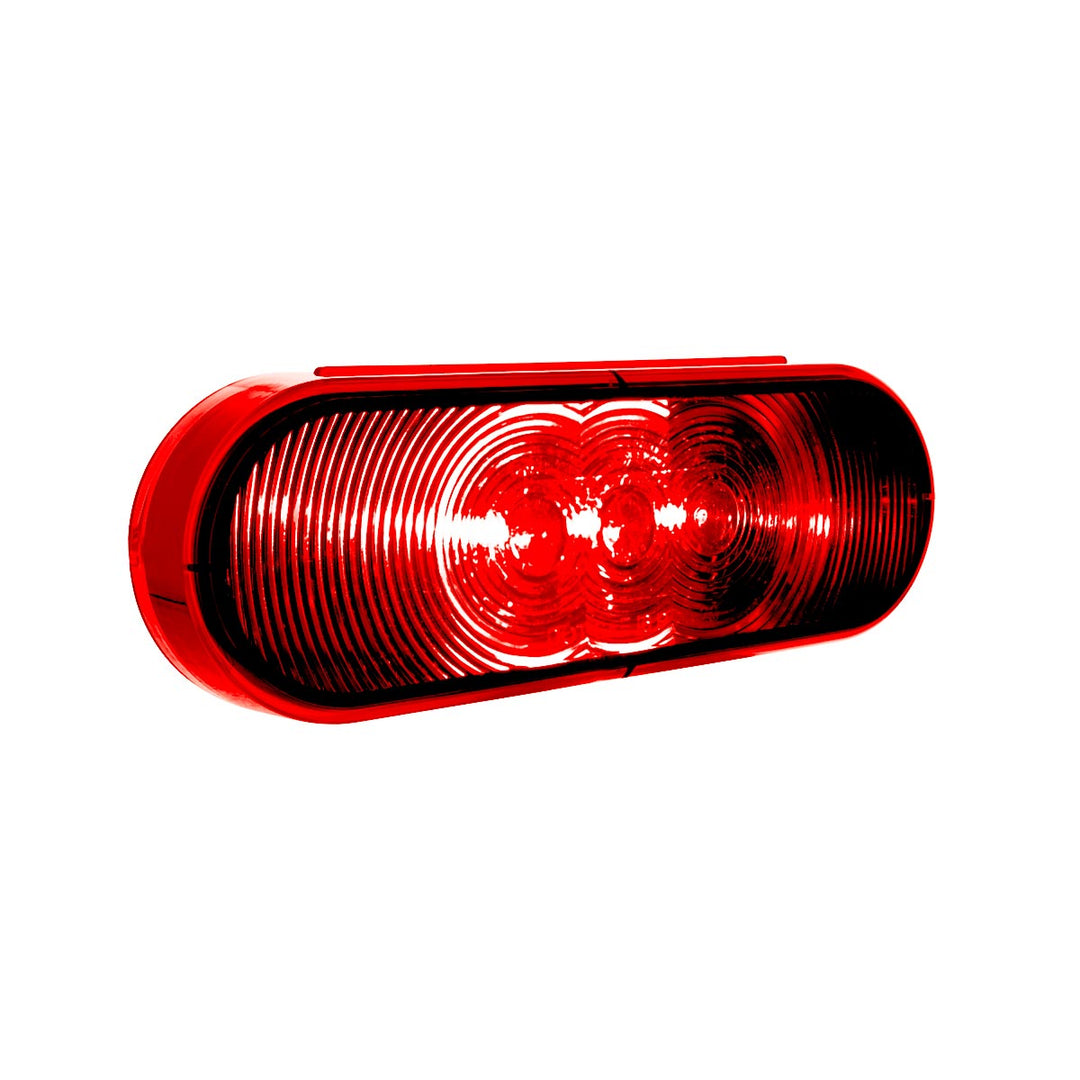 3 LED 6" Oval Light (Stop, Turn, &amp; Tail)- Red LED/Red Lens