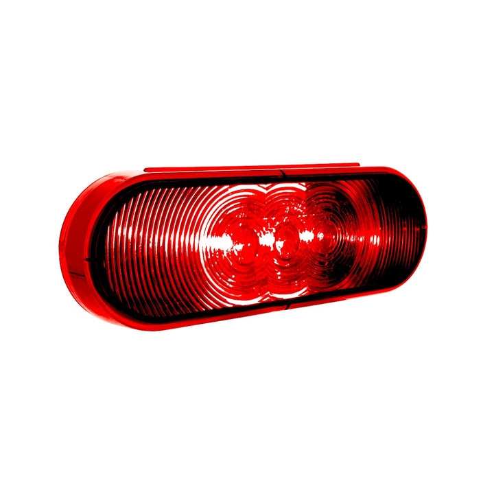 3 LED 6" Oval Light (Stop, Turn, &amp; Tail)- Red LED/Red Lens