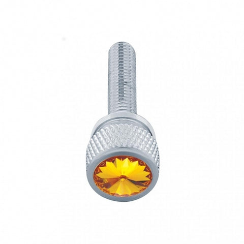 1-3/16" Long M6-1.0 Dash Screw With Crystal For Kenworth - Amber Crystal(12-Pack)