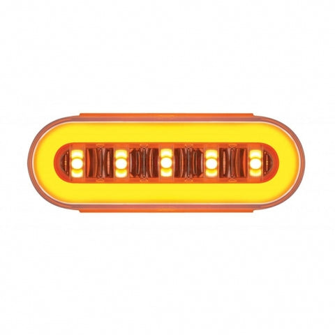 22 LED 6" Oval Clear Lens With Halo Insert GloLight Light Kit - Amber LEDs/Amber Insert (Each)