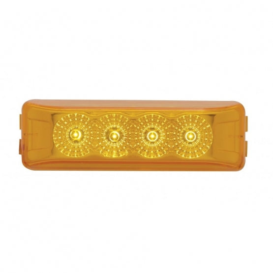 4 LED Reflector Rectangular Light (Clearance/Marker) - Amber LED/Amber Lens