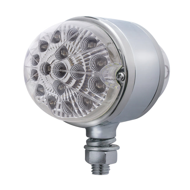 17 LED Dual Function Reflector Double Face Light - Amber & Red LED/Clear Lens