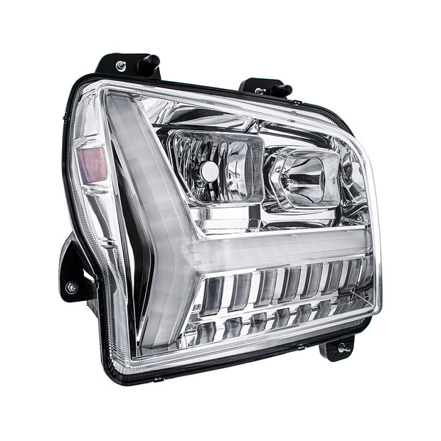Chrome Headlight With LED DRL Light Bar & Turn Signal For 2018-2024 Kenworth W990-Passenger