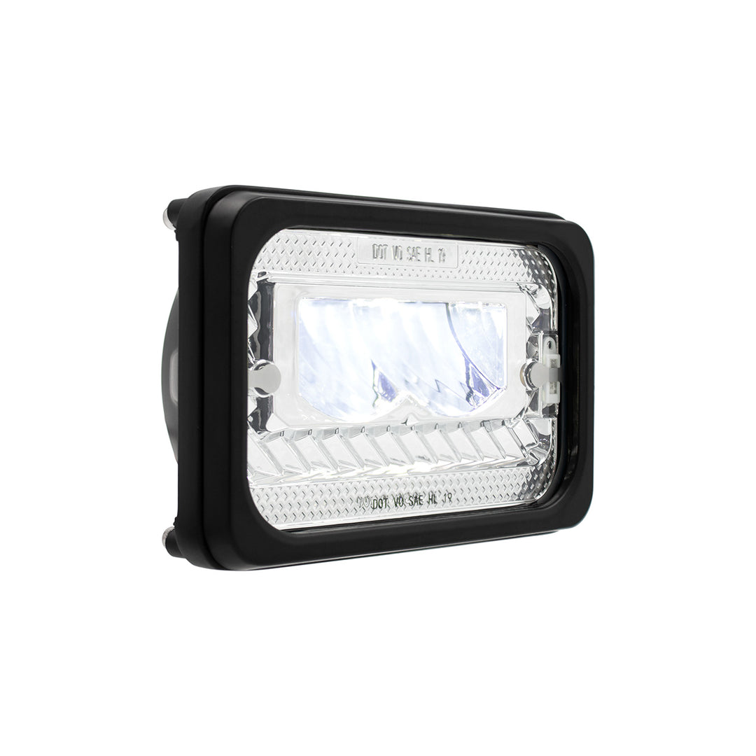 ULTRALIT - Heated 4" X 6" LED Headlight With Glass Lens &amp; Aluminum Housing - High Beam - Chrome