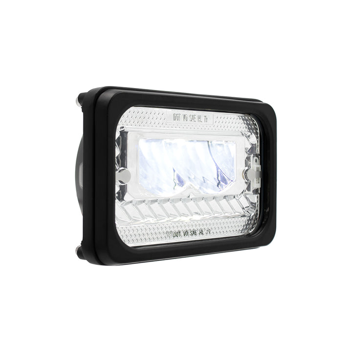 ULTRALIT - Heated 4" X 6" LED Headlight With Glass Lens &amp; Aluminum Housing - High Beam - Chrome