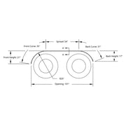120" 430 Stainless Steel (16ga) Beaded Edge Ribbed Full Fender 54" Spread - SR Series (Pair)