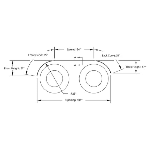 120" 430 Stainless Steel (16ga) Beaded Edge Ribbed Full Fender 54" Spread - SR Series (Pair)