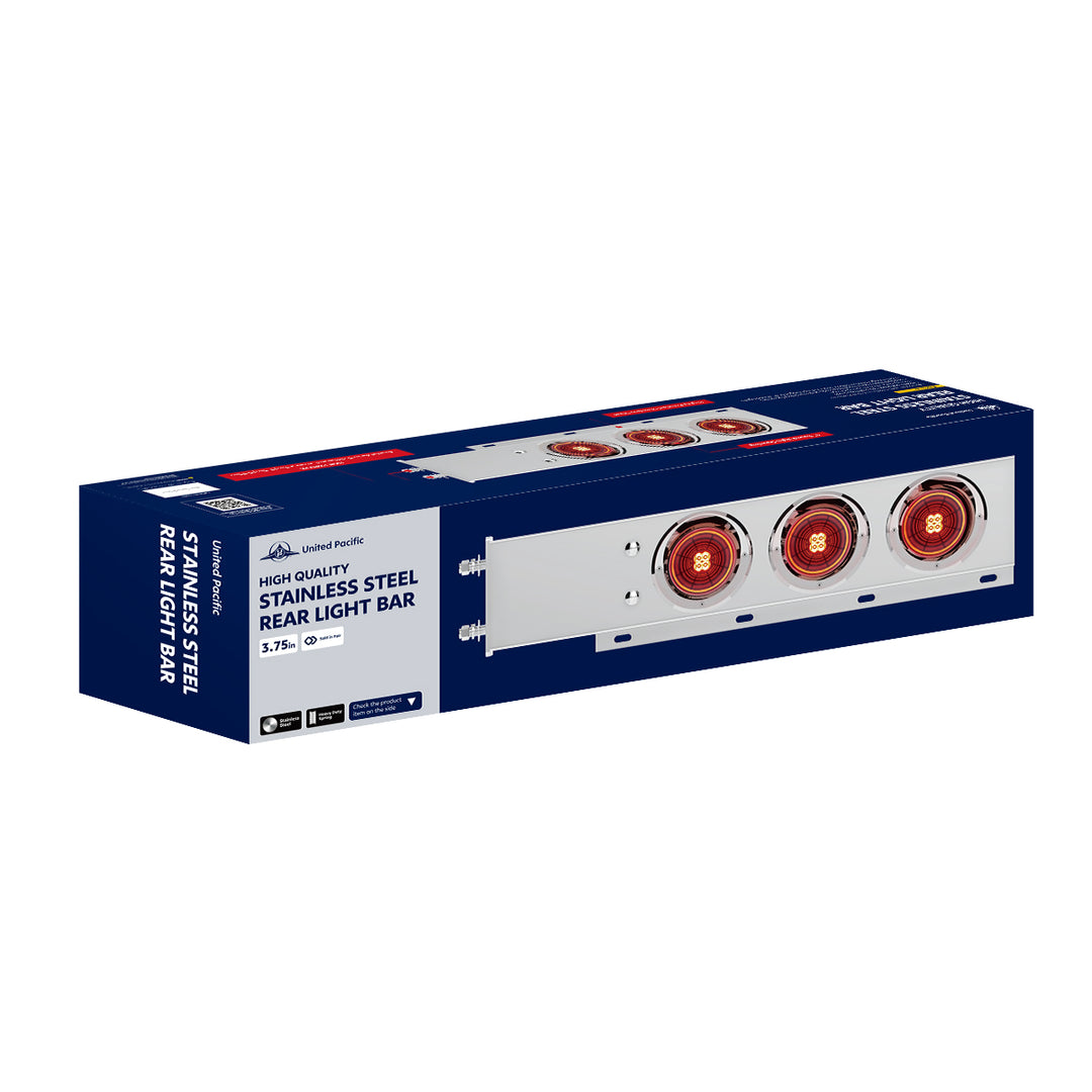 3-3/4" Bolt Pattern SS Spring Loaded Bar With 6X 4" 13 LED Abyss Lights - Red LED/Clear Lens (Pair)