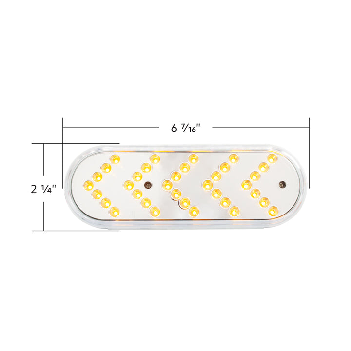 35 LED 6" Reflector Oval Sequential Turn Signal Light - Amber LED/Clear Lens