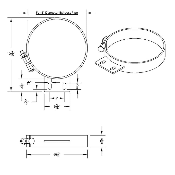 8" Chrome Cab Exhaust Clamp For Peterbilt