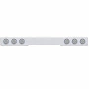 Chrome 1 Piece Rear Light Bar With Six 7 LED 4" Reflector Lights & Visors - Red LED/Clear Lens