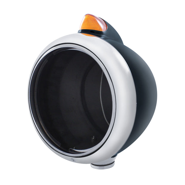 Black Guide 682-C Headlight No Bulb With Original Style LED Signal - Amber Lens