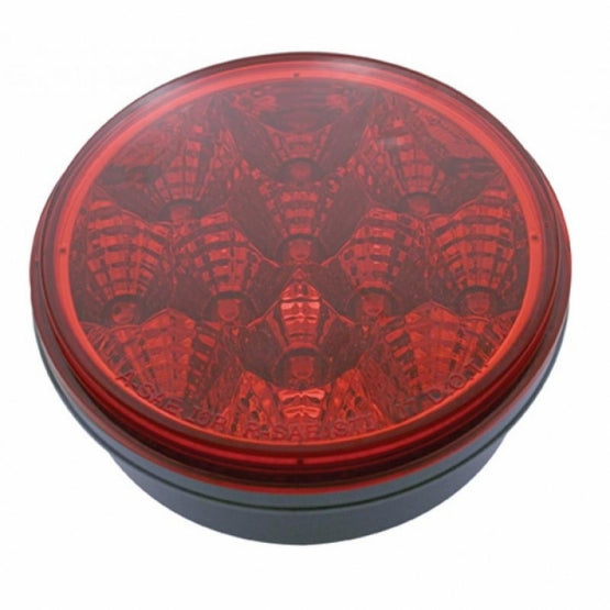 12 LED 4" Round Reflector Light (Stop, Turn &amp; Tail) - Red LED/Red Lens