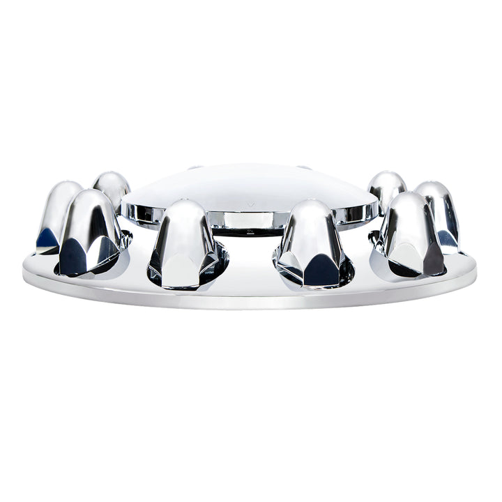 Dome Front Axle Cover With 1-1/2"  Push-On Nut Covers - Chrome (Color Box)
