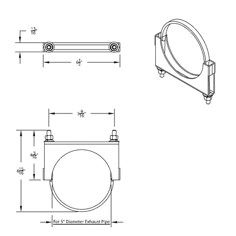 5" Stainless U-Bolt Exhaust Clamp