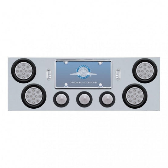 SS Rear Center Panel With 4X 12 LED 4" Reflector Light & 3X 13 LED 2-1/2" Beehive Light -Red LED/Clear Lens