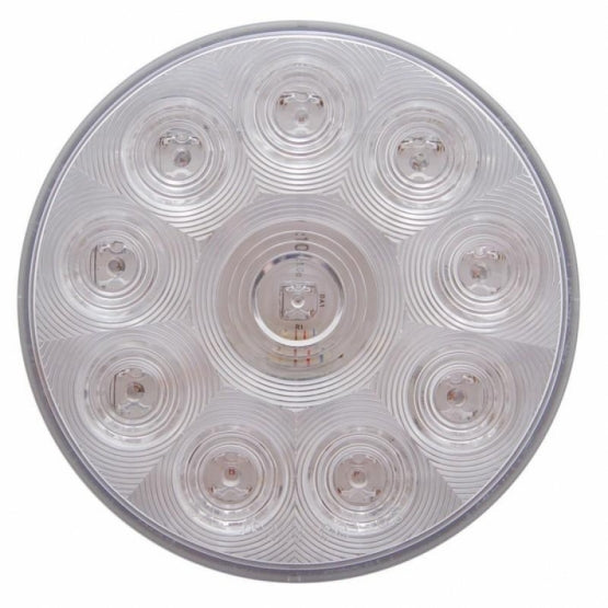 Stainless Top Mud Flap Plate With 3X 10 LED 4" Lights &amp; Grommets - Red LED/Clear Lens (Each)