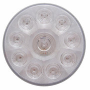 Stainless Top Mud Flap Plate With 3X 10 LED 4" Lights & Grommets - Red LED/Clear Lens (Each)