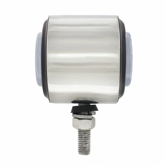 SS 2" Double Face Light With 9 LED 2" Lights &amp; Grommets - Amber &amp; Red LED/Clear Lens