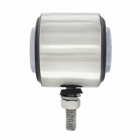 SS 2" Double Face Light With 9 LED 2" Lights & Grommets - Amber & Red LED/Clear Lens