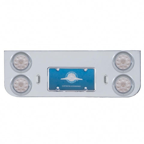 Chrome Rear Center Panel With Four 10 LED 4" Lights & Visors - Red LED/Clear Lens