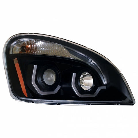 Blackout Projection Headlight W/Dual Function Amber LED Position Lights For 2008-17 FL Cascadia - Passenger