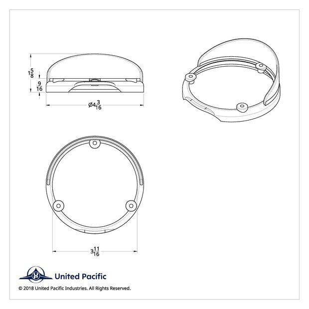 Round Double Face Light Bezel With Visor - Fits 38113 Series
