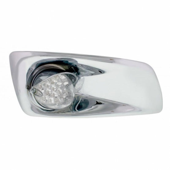 Fog Light Cover With 19 LED Reflector Light &amp; Visor For 2007-17 KW T660 (Passenger) - Amber LED/ Clear Lens